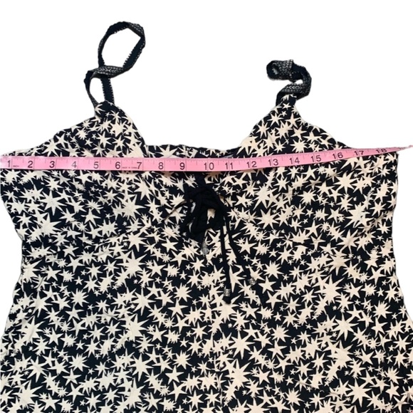 ANGIE: Black & White Star Print Spaghetti Strap Romper - Size Large - Picture 7 of 12